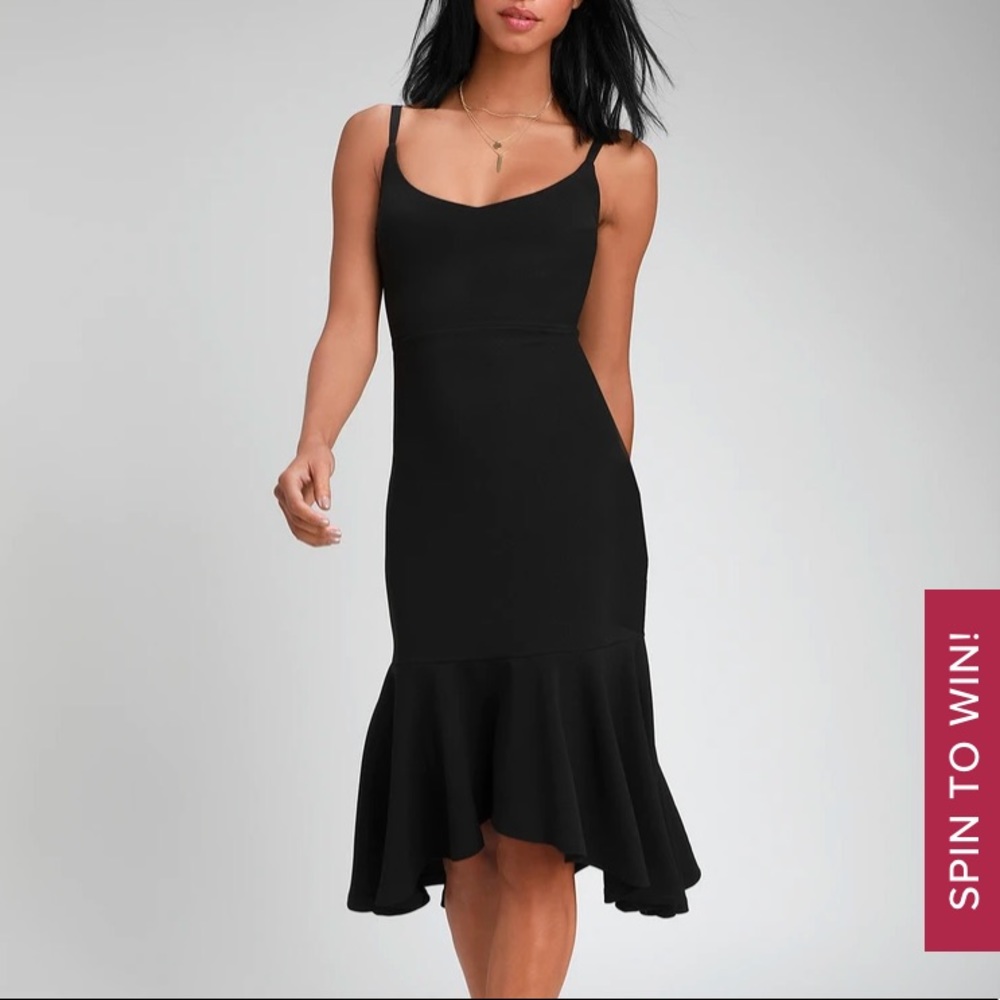 Lulus This Feeling Black Bodycon Midi Dress